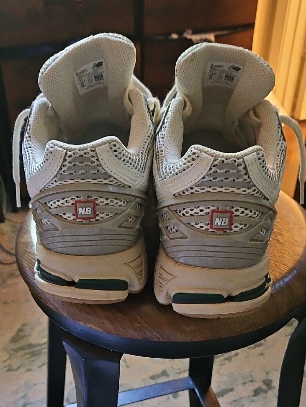 1906R New Balance Off White and Green Mesh Running Shoes - Picture 6 of 7